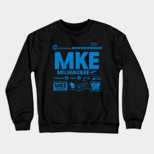 Vintage Milwaukee MKE Airport Code Travel Day Retro Travel Tag Wisconsin Crewneck Sweatshirt